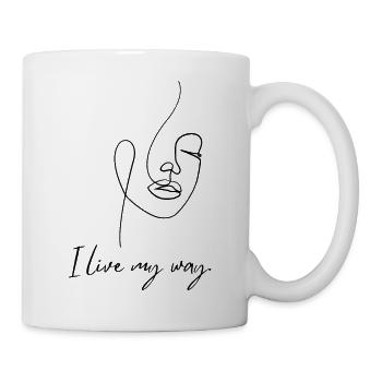 Frauengesicht – Minimalistische Linienkunst - Tasse - Weiß - Rechts