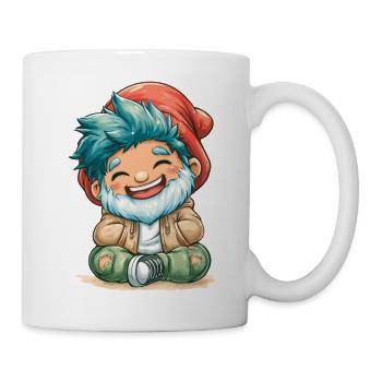 Fröhlicher Blauhaar-Gnom - Tasse - Weiß - Rechts