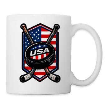 USA Eishockey Flaggen Schild - Tasse - Weiß - Rechts