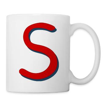Rotes S mit Schatten-Outline - Tasse - Weiß - Rechts