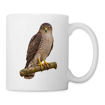 Habicht auf dem Ast - Tasse - Weiß - Rechts
