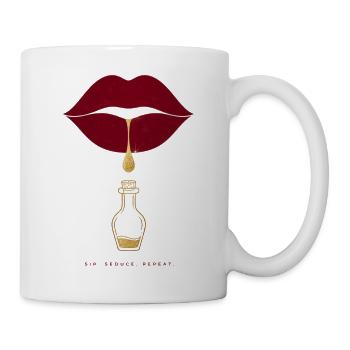 Verführerischer Kussmund Spruch Shirt "Sip. Seduce - Tasse - Weiß - Rechts