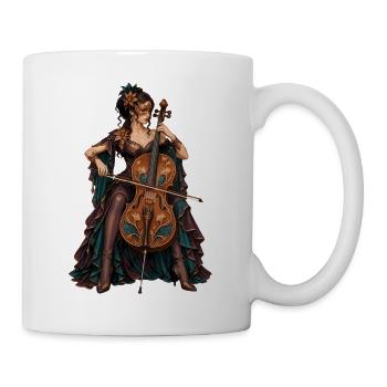 Cello Diva im ArtNouveau Gewand - Tasse - Weiß - Rechts