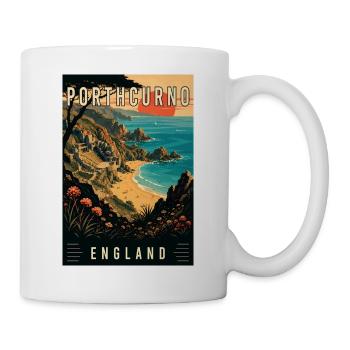 Entdecken Sie die Cornwall-Küste von Porthcurno in England - Tasse - Weiß - Rechts