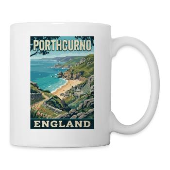 Erleben Sie die Cornwall-Küste von Porthcurno in England - Tasse - Weiß - Rechts
