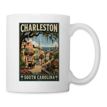 Entdecken Sie die historische Stadt Charleston, South Carolina - Tasse - Weiß - Rechts