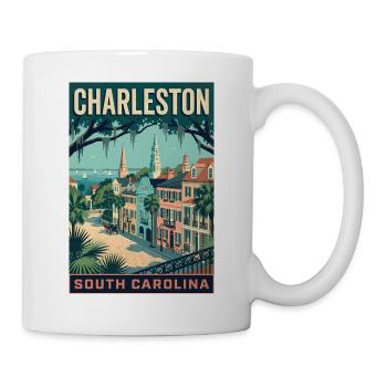 Erleben Sie die historische Stadt Charleston, South Carolina - Tasse - Weiß - Rechts