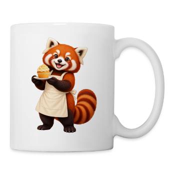 Red Panda Baker mit Cupcake - Tasse - Weiß - Rechts