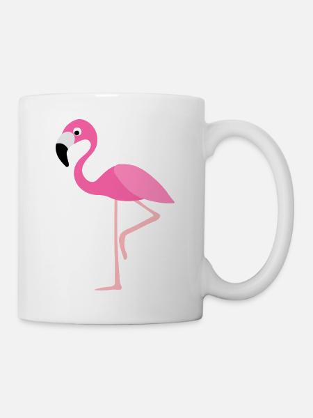 Rosa Flamingo Vektor-Print - Tasse - Weiß