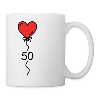 50 Geburtstag Herz Luftballon Damen T-Shirt - Tasse - Weiß - Rechts