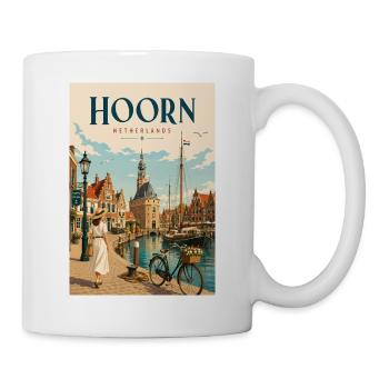 Entdecken Sie den Vintage Harbor of Hoorn in den Niederlanden - Tasse - Weiß - Rechts