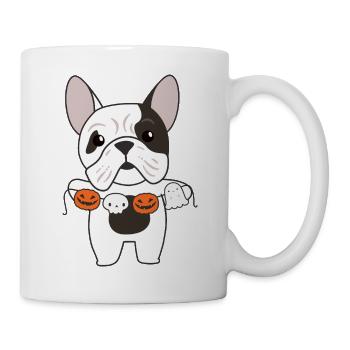 French Bulldog Happy Halloween Hunde Kostüm - Tasse - Weiß - Rechts