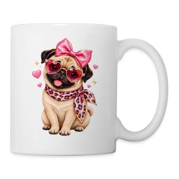 Mops Hund süßer Mops niedlicher Mops - Tasse - Weiß - Rechts