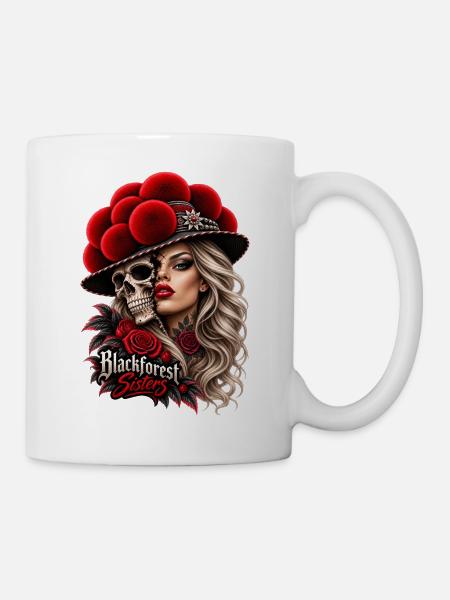 Blackforest Sister – Skull mit Bollenhut - Tasse - Weiß