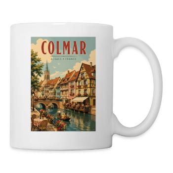 Entdecken Sie das farbenfrohe Elsass-Dorf Colmar, Frankreich - Tasse - Weiß - Rechts