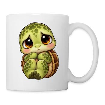 Süße traurige Schildkröte Cartoon Freundschaft - Tasse - Weiß - Rechts