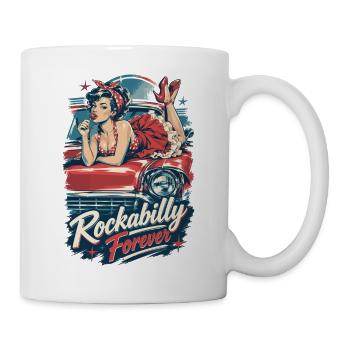 Rockabilly Forever Pin Up Girl Oldtimer Kleid - Tasse - Weiß - Rechts