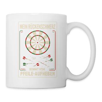 Rückenschmerzen Dartspieler Pfeile am Boden Humor - Tasse - Weiß - Rechts
