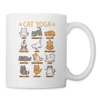 Cat Yoga Katze Yoga Posen Lustiges Katzen Motiv - Tasse - Weiß - Rechts