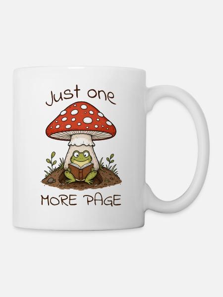 Lustiger Lese Frosch – Just One More Page Buch - Tasse - Weiß