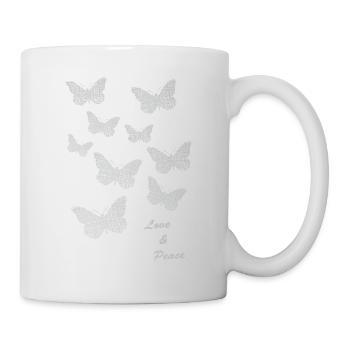 Schmetterlinge Love & Peace Muster - Tasse - Weiß - Rechts