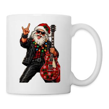 Weihnachtsrocker mit roter Gitarre - Tasse - Weiß - Rechts