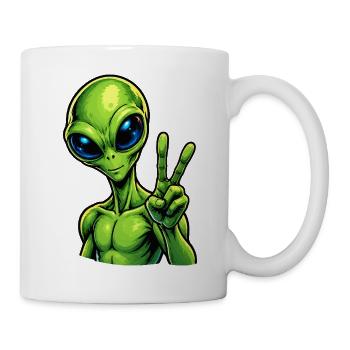 Alien Peace Zeichen - Tasse - Weiß - Rechts