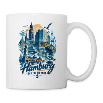 Hamburg Silhouette – Das Tor zur Welt Design - Tasse - Weiß - Rechts