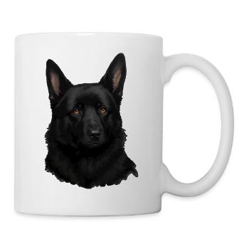 Schwarzer Schäferhund Kopf Portrait - Tasse - Weiß - Rechts