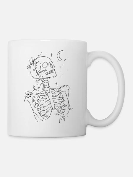 Skelett im Mondschein - Tasse - Weiß