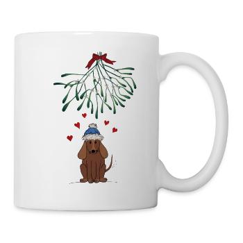 Hündchen unterm Mistelzweig - Tasse - Weiß - Rechts