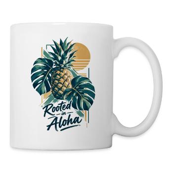 Minimalistische Monstera & Ananas: Aloha Vibe - Tasse - Weiß - Rechts