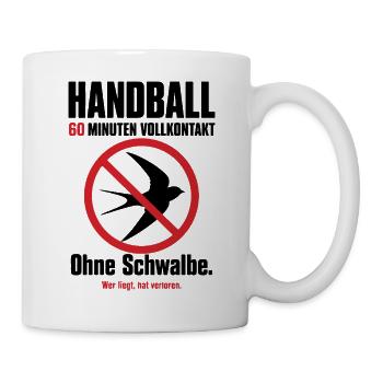 Handball Shirt – 60 Minuten Vollkontakt - Tasse - Weiß - Rechts