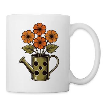 Herbstblumen in der Gießkanne - Tasse - Weiß - Rechts