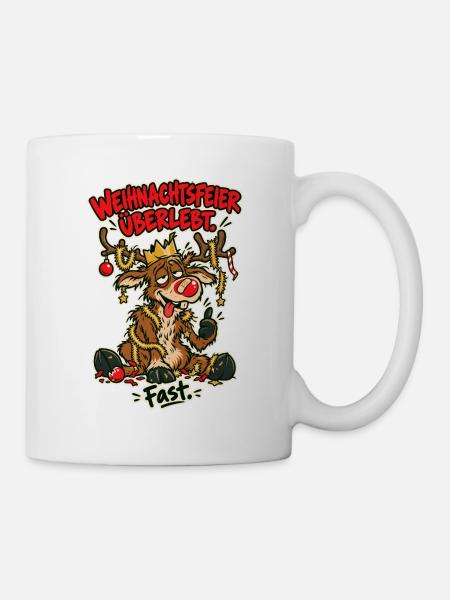 Weihnachtsfeier überlebt Fast - Tasse - Weiß
