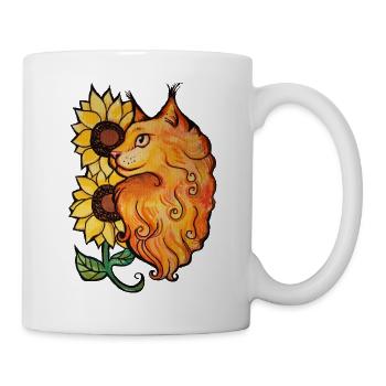 Sonnenblumenkatzen-Studioporträt - Tasse - Weiß - Rechts