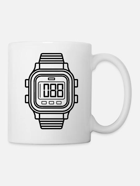 Digitale Armbanduhr - Tasse - Weiß