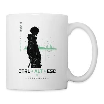 Hoodie-Silhouette im Neon-Cyberpunk - Tasse - Weiß - Rechts