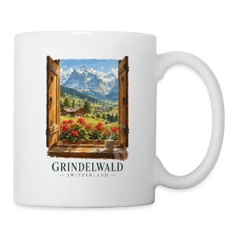 Fensteransicht der Schweizer Alpen Grindelwald - Tasse - Weiß - Rechts