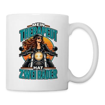 Mein Therapeut Hat Zwei Räder - Tasse - Weiß - Rechts