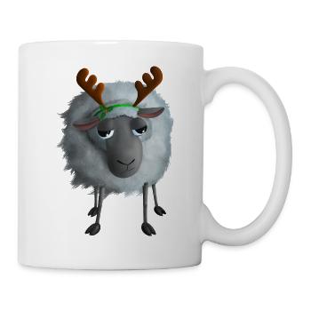 Schaf mit Rentiergeweih - Genervt zu Weihnachten - Tasse - Weiß - Rechts