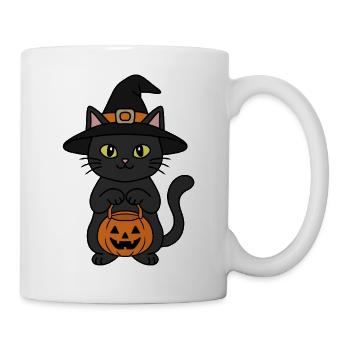 Hexenkatze und Kürbis - Tasse - Weiß - Rechts