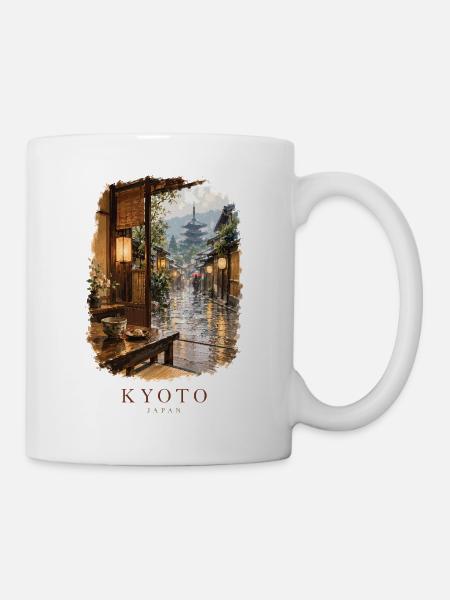 Kyoto Japan Friedlicher Teehausblick - Tasse - Weiß