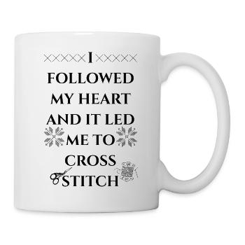 Folgte meinem Herzen bis zum Kreuzstich - Tasse - Weiß - Rechts