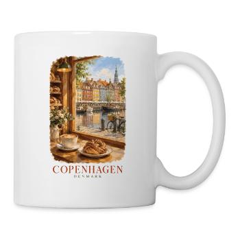Kopenhagen, Dänemark Morgenkaffee - Tasse - Weiß - Rechts