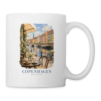 Kopenhagen, Dänemark Gemütlicher Hafen - Tasse - Weiß - Rechts