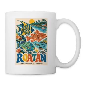 Entdecken Sie Roatán in Honduras: Retro-Karibik-Flucht - Tasse - Weiß - Rechts