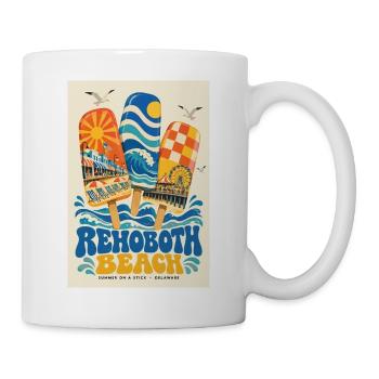 Entdecken Sie Rehoboth Beach im Delaware Retro Seaside - Tasse - Weiß - Rechts
