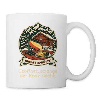 Raclette-Hütte: offen, solange der Käse reicht - Tasse - Weiß - Rechts