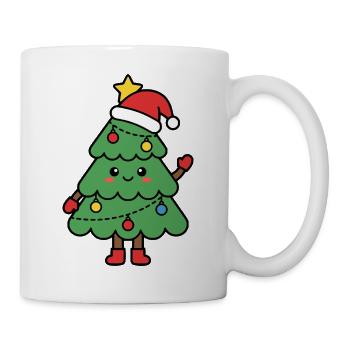 Süßer Kawaii-Elf, winkender Weihnachtself, süßes Weihnachten - Tasse - Weiß - Rechts